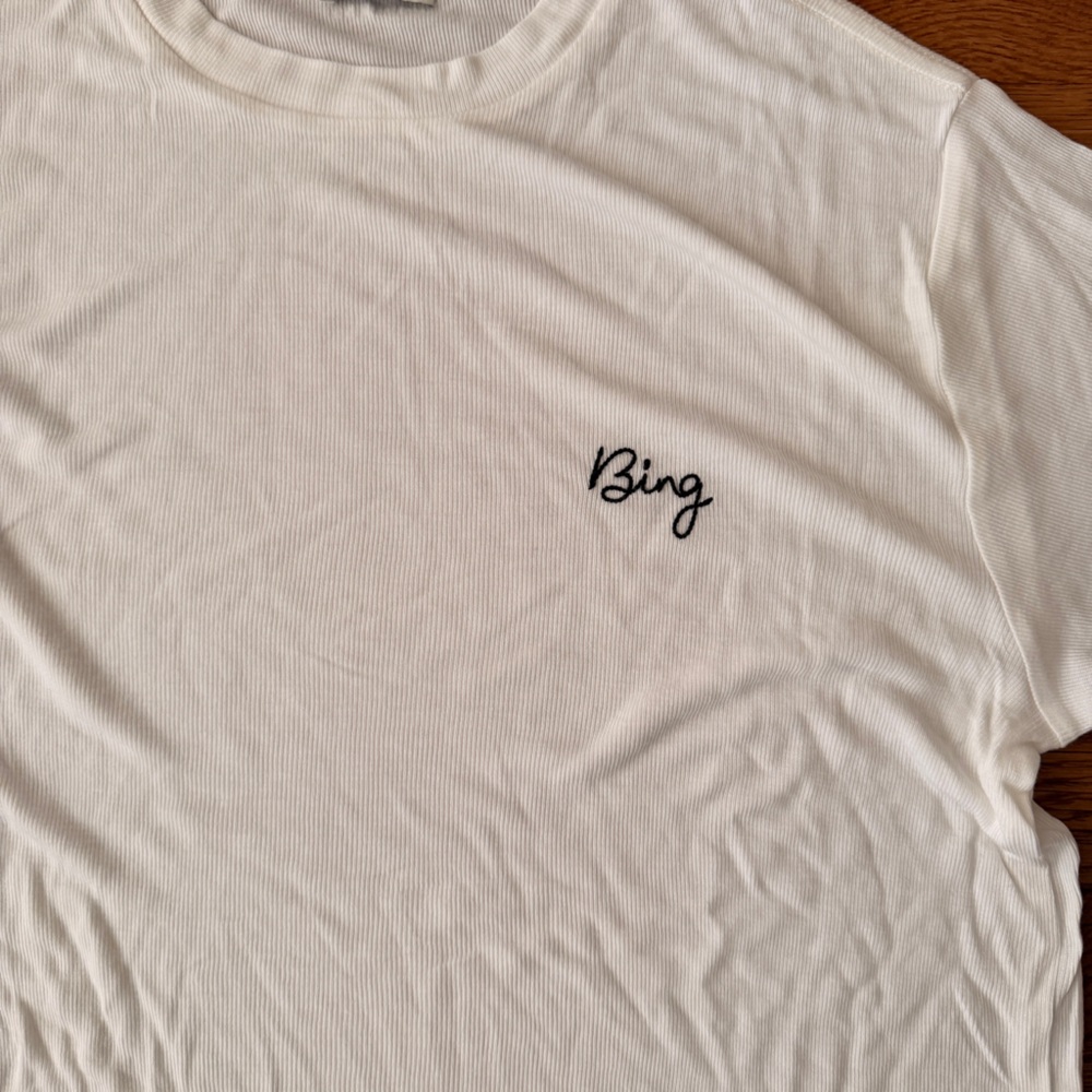 Anine Bing White Tee with Small Black Logo - Picture 2 of 6